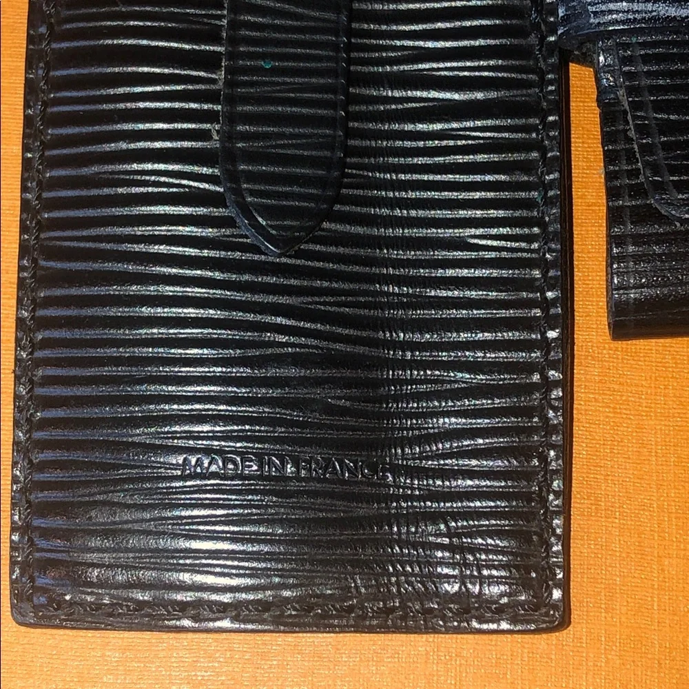 Louis Vuitton Black Epi Leather Luggage Tag and Poignet Set
